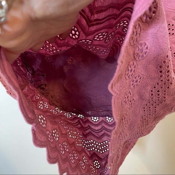 Tea n Rose Mauve Eyelet Cutout Tiered Dress Small - Picture 3 of 6